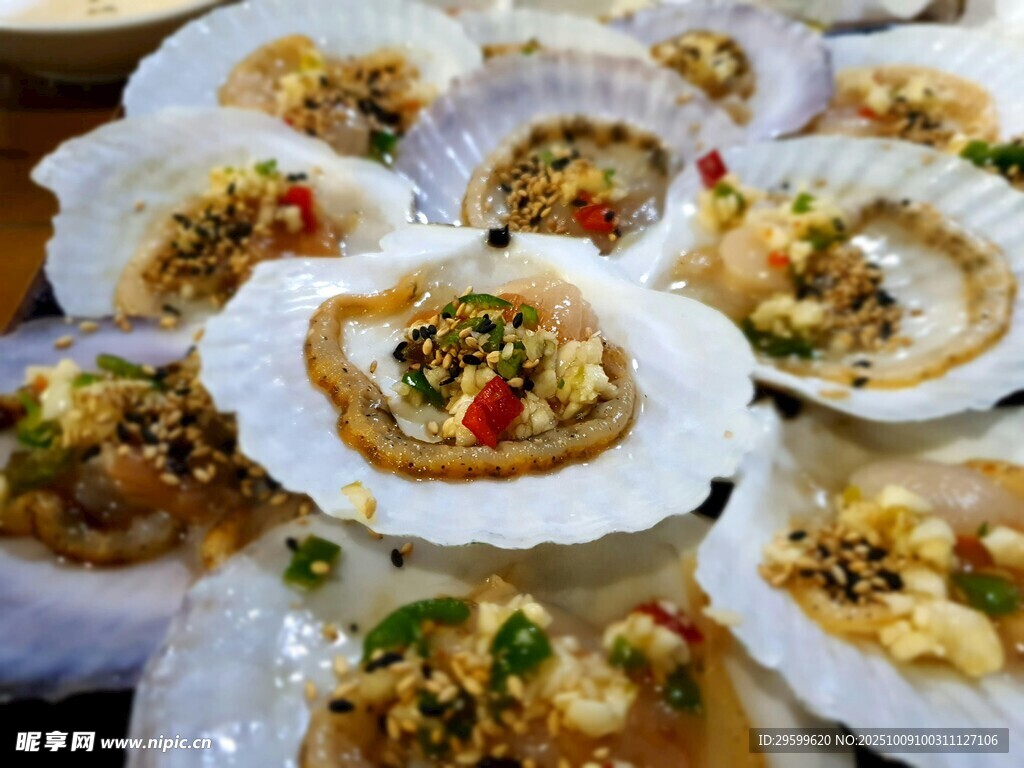 美味蒜蓉烤扇贝