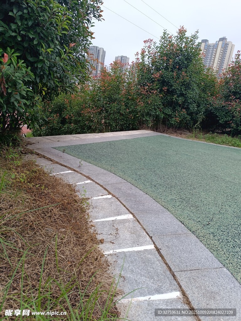 户外休闲步道与绿植景观