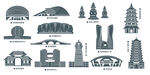 各国地标建筑剪影