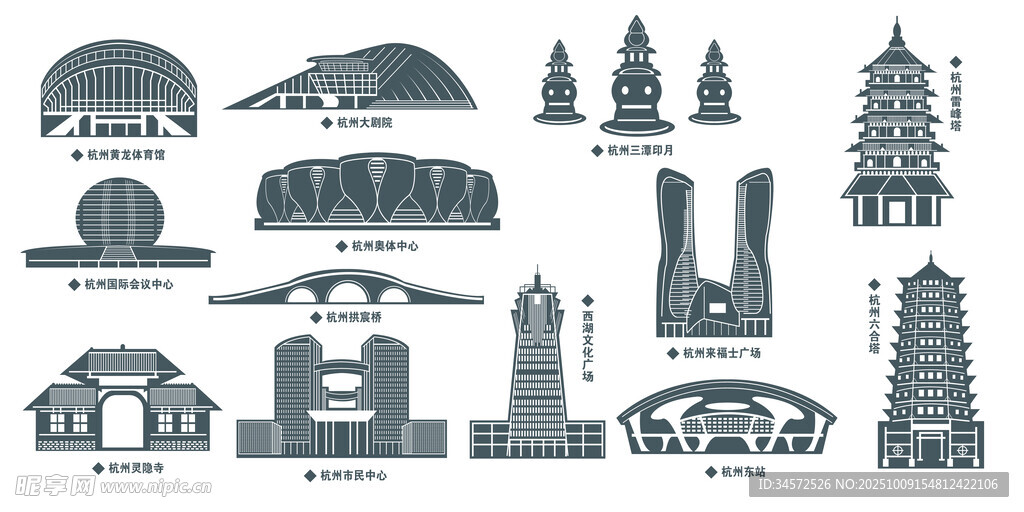各国地标建筑剪影