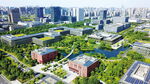 城市中的绿色建筑群景观