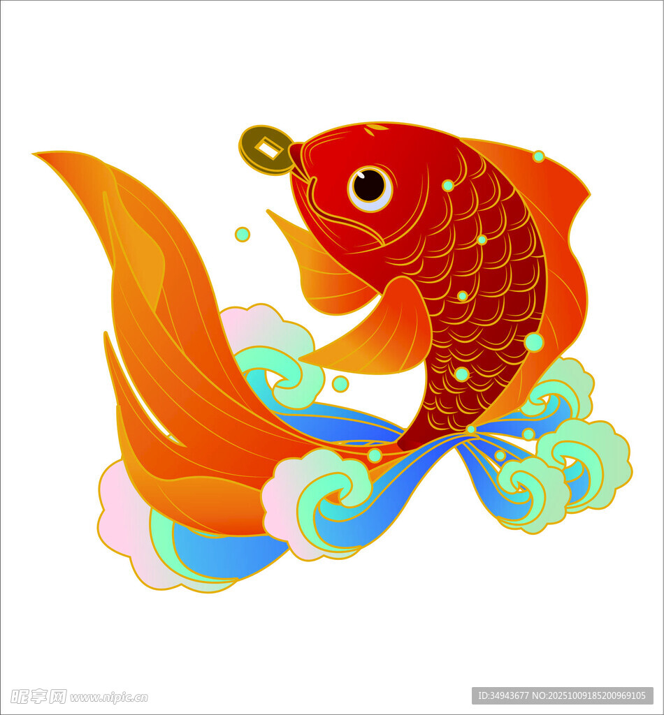 灵动金鱼插画