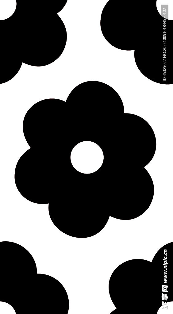 黑白花朵几何图案背景