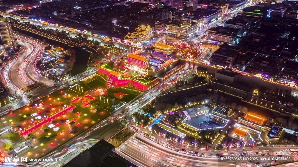 城市璀璨夜景立交桥