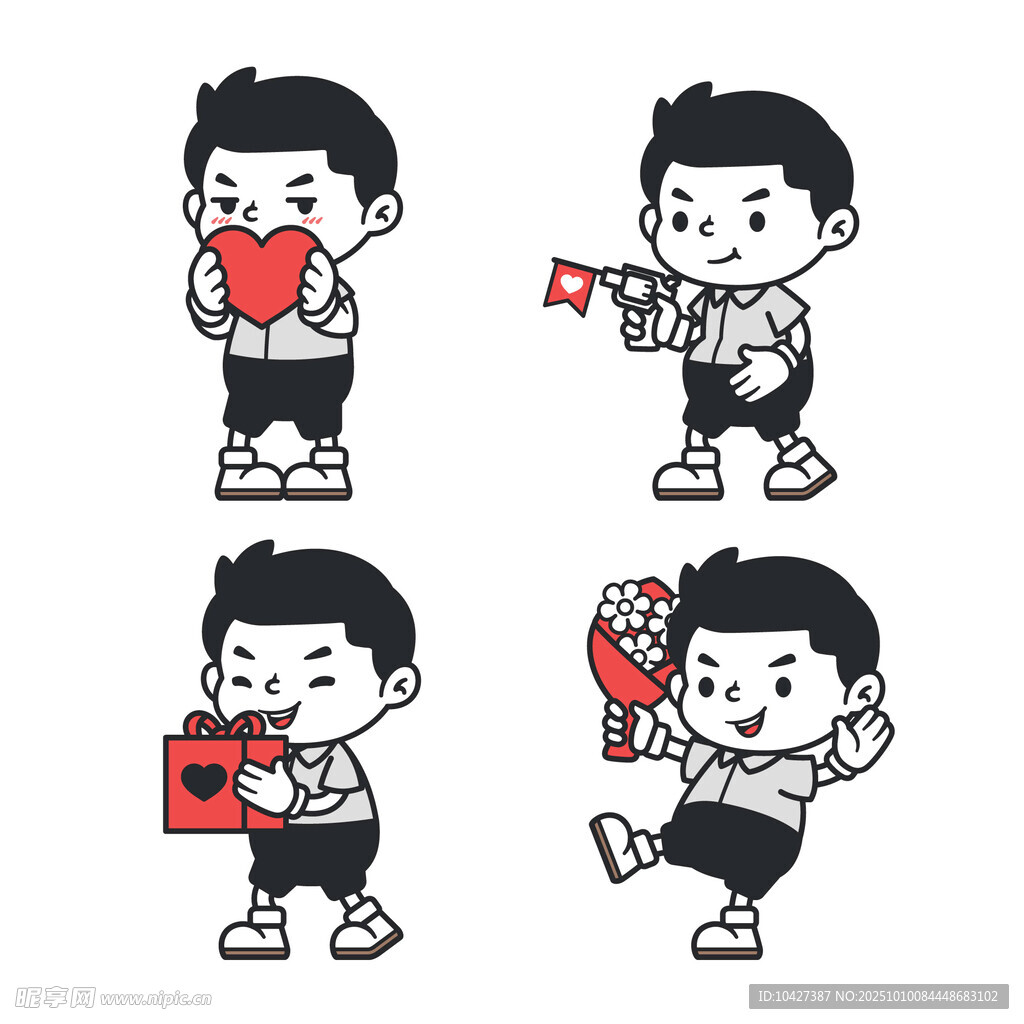 卡通男孩多样动作表情