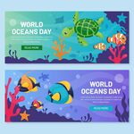 世界海洋日海洋生物横幅