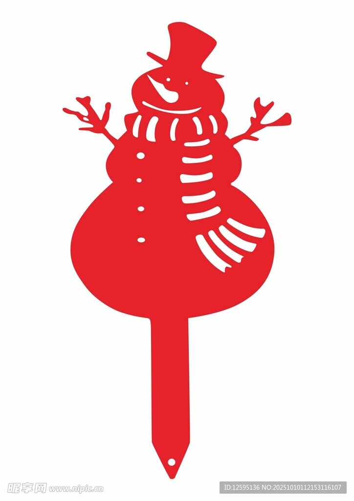 红色雪人造型园艺插牌