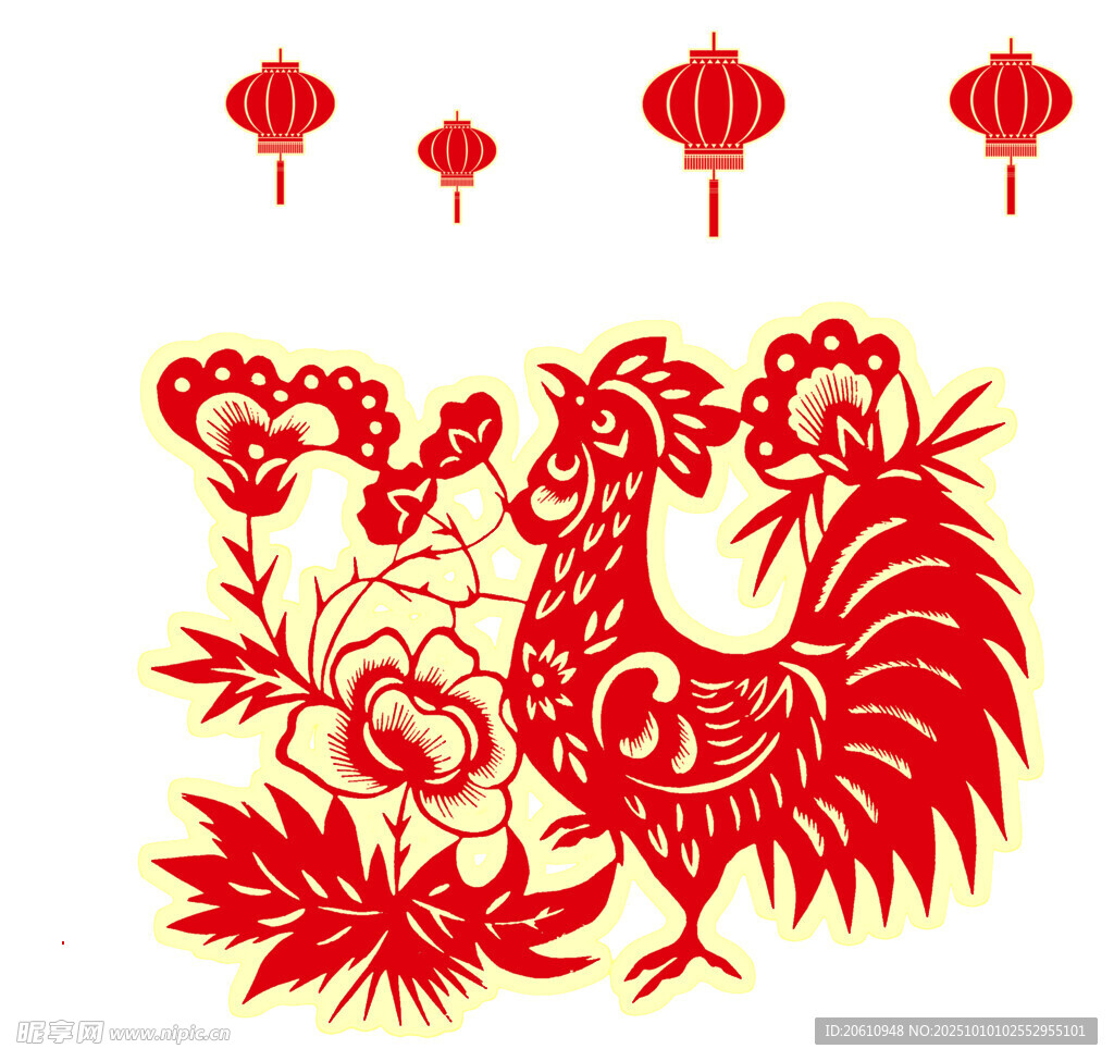 剪纸公鸡