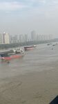 江面上的船只与城市远景