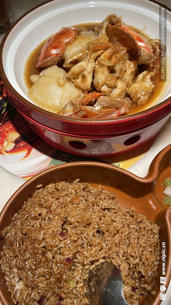 花蟹炖年糕 炒饭