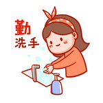 女孩认真洗手场景