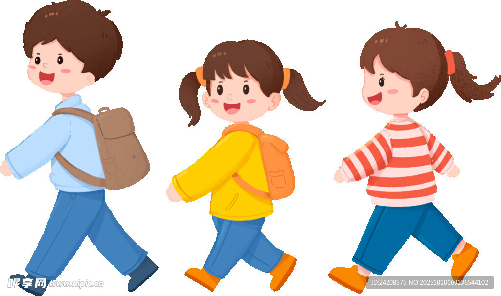 背着书包上学的孩子们