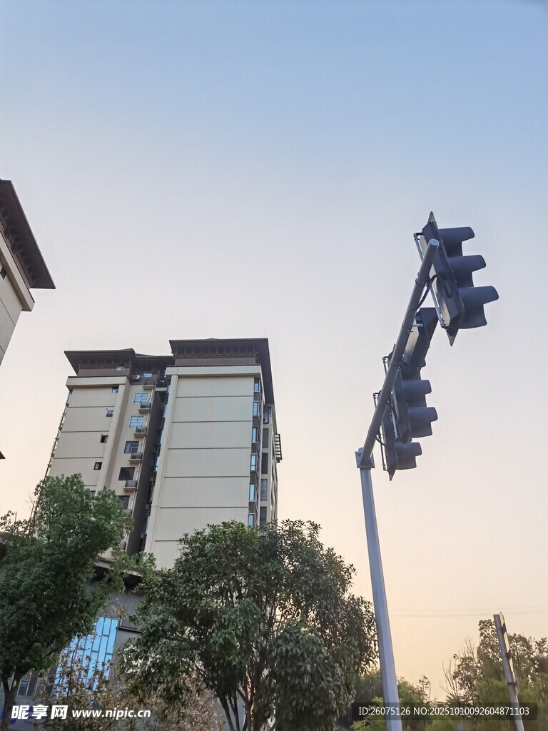 城市街景中的交通信号灯