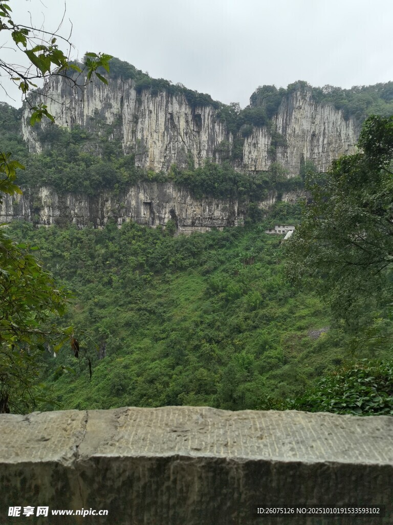 壮丽山峦与葱郁植被景观
