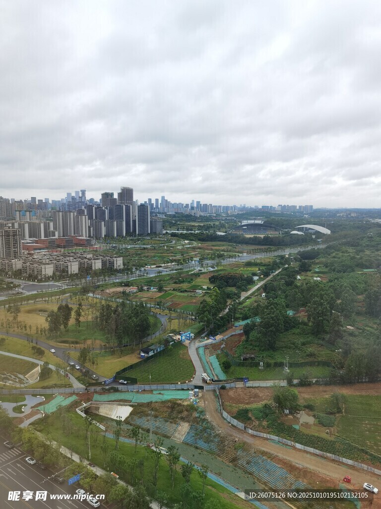 城市绿地与建筑景观俯瞰
