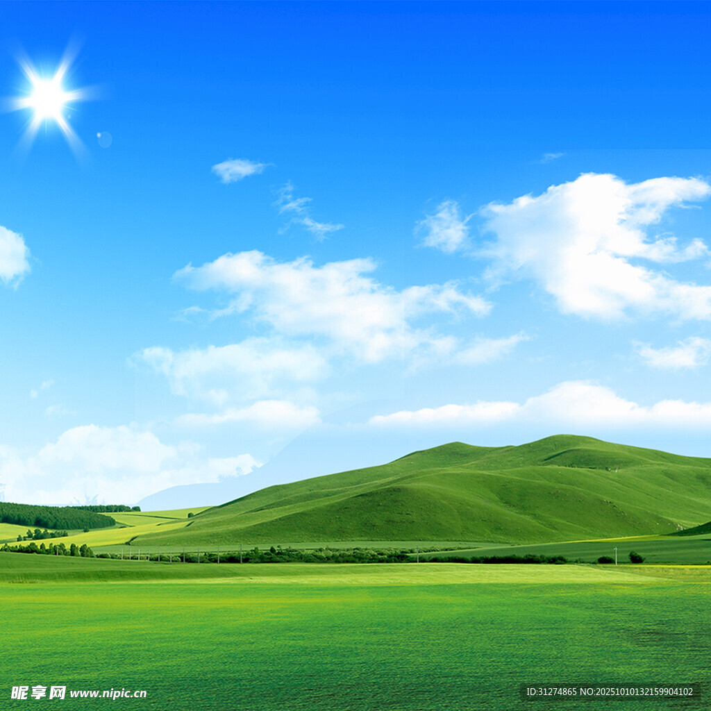 蓝天白云草地