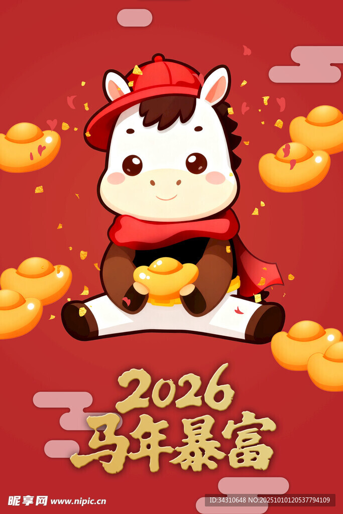 2026马年萌牛贺岁迎暴富