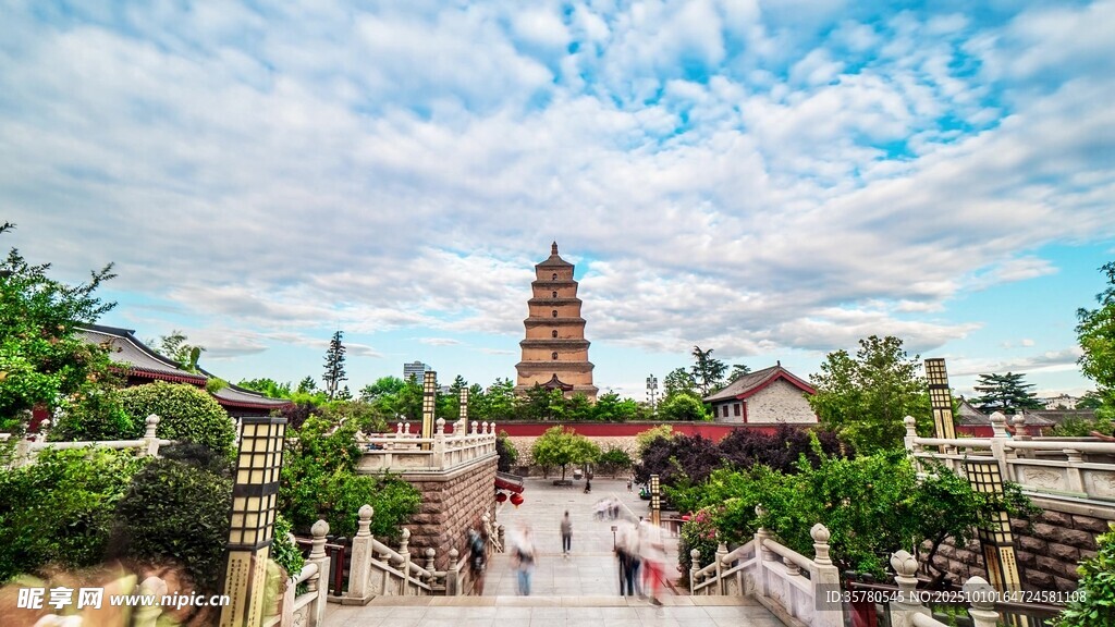 西安大雁塔景区美丽风光