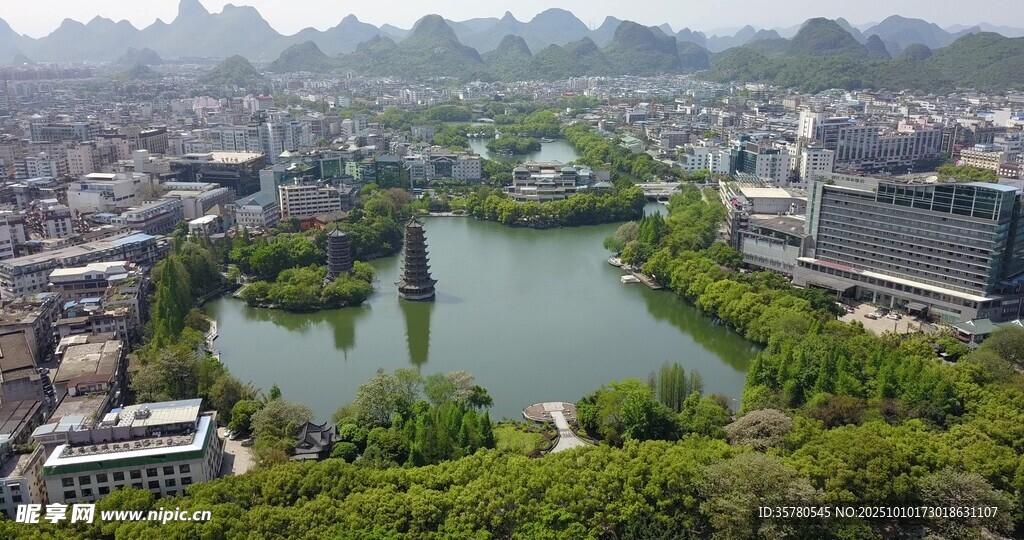 桂林城市山水风光俯瞰