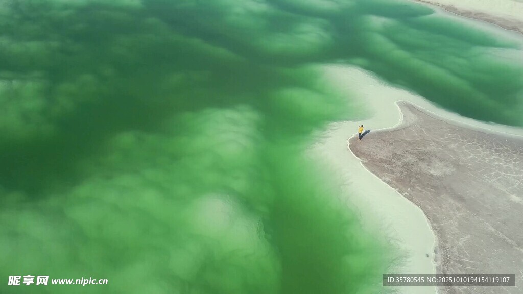 翠绿湖水与岸边景致