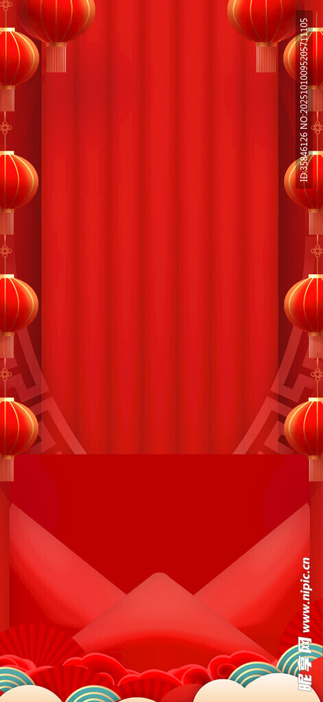 红色喜庆舞台装饰场景