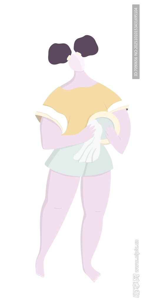 手持书本的胖女孩形象