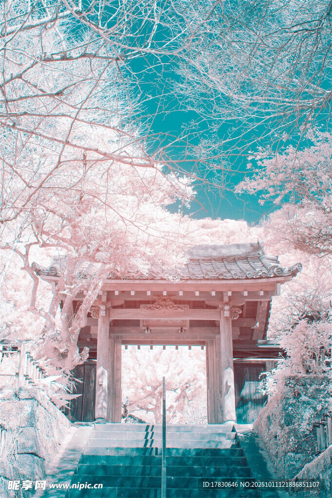 梦幻古风建筑雪景图