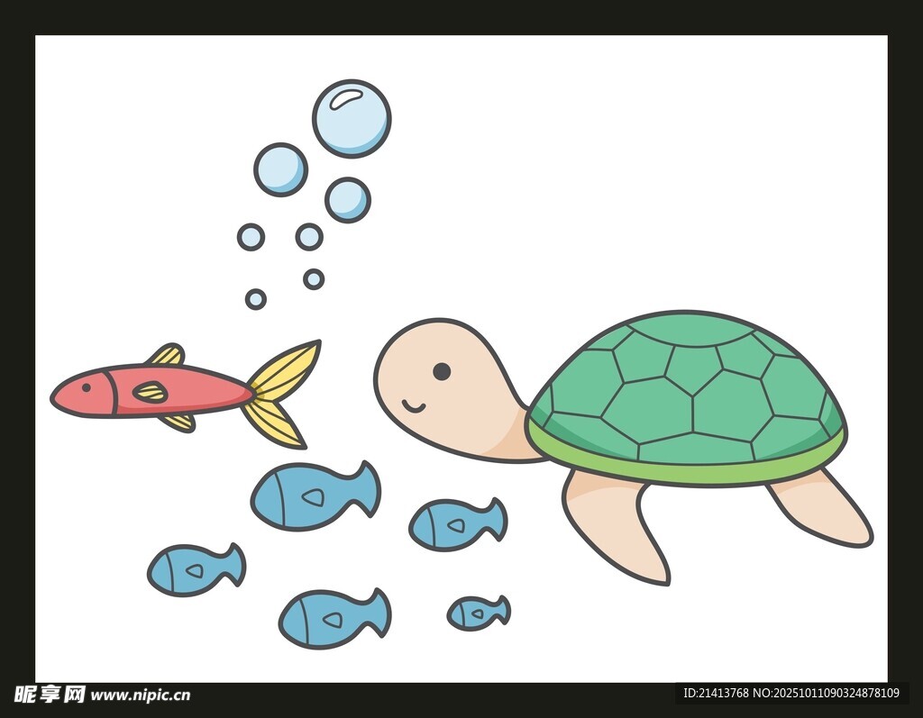 海龟与群鱼的海底画面
