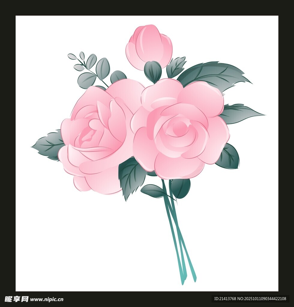 粉色玫瑰插画