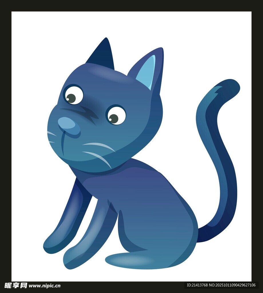蓝色卡通猫咪形象