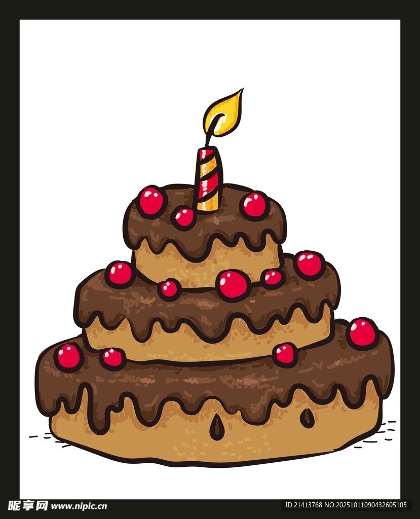 三层巧克力生日蛋糕