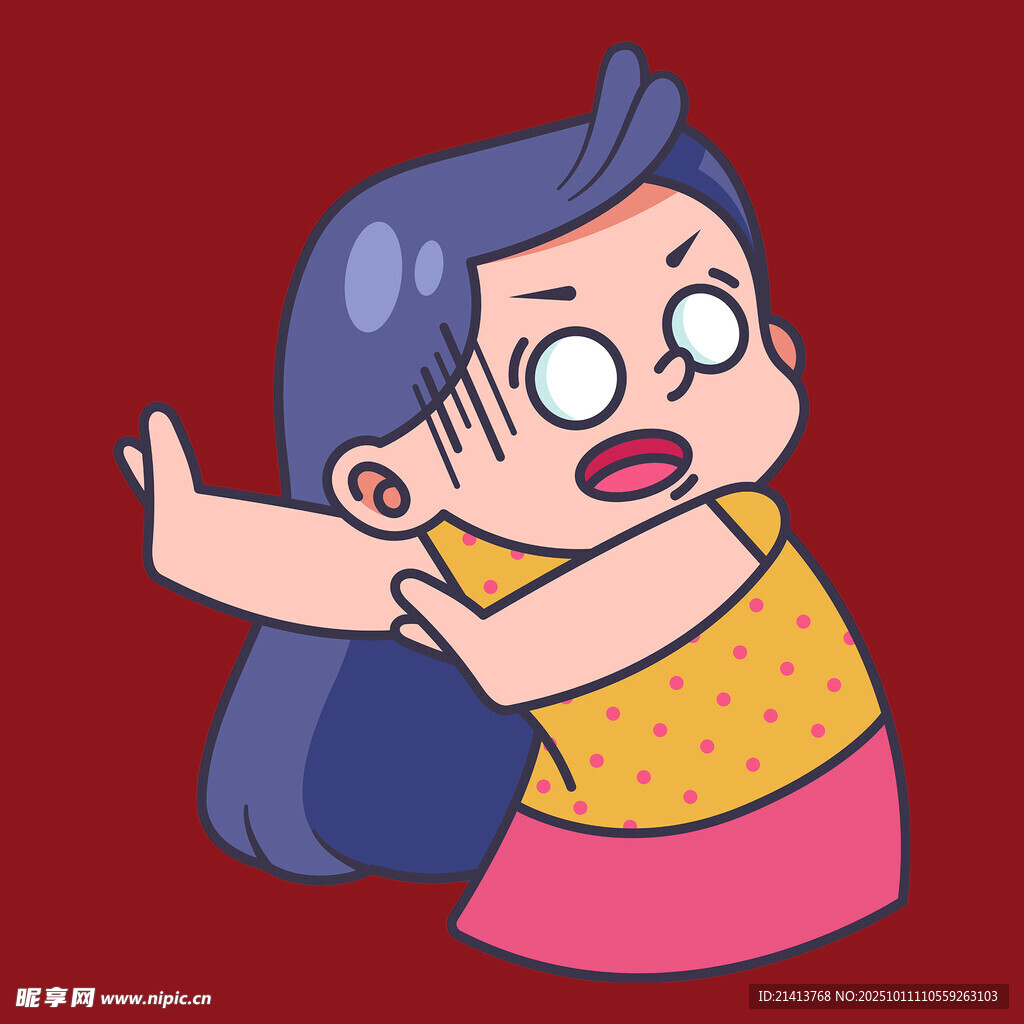 愤怒女孩双手抗拒动作