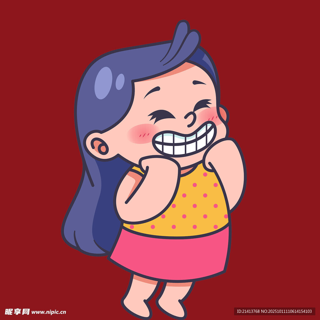 开心小女孩咧嘴大笑