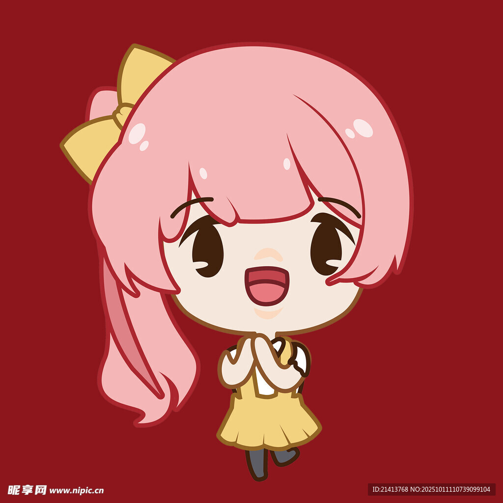 粉色头发可爱卡通女孩