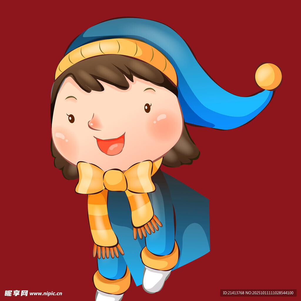 戴帽穿披风的可爱小女孩