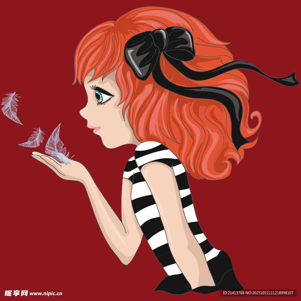 红发少女吹飞蝴蝶