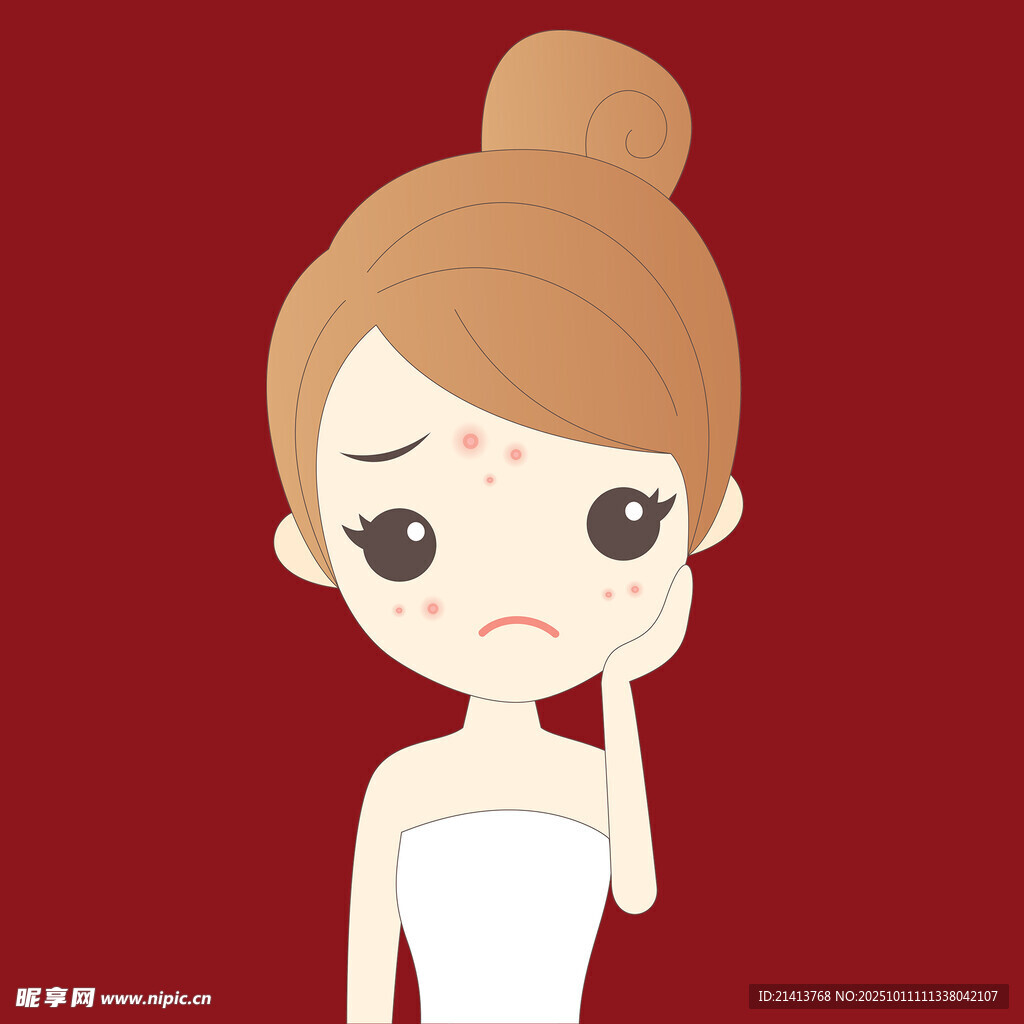 苦恼的长痘女孩