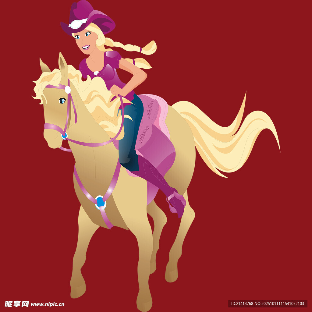 骑乘骏马的奇幻紫衣少女