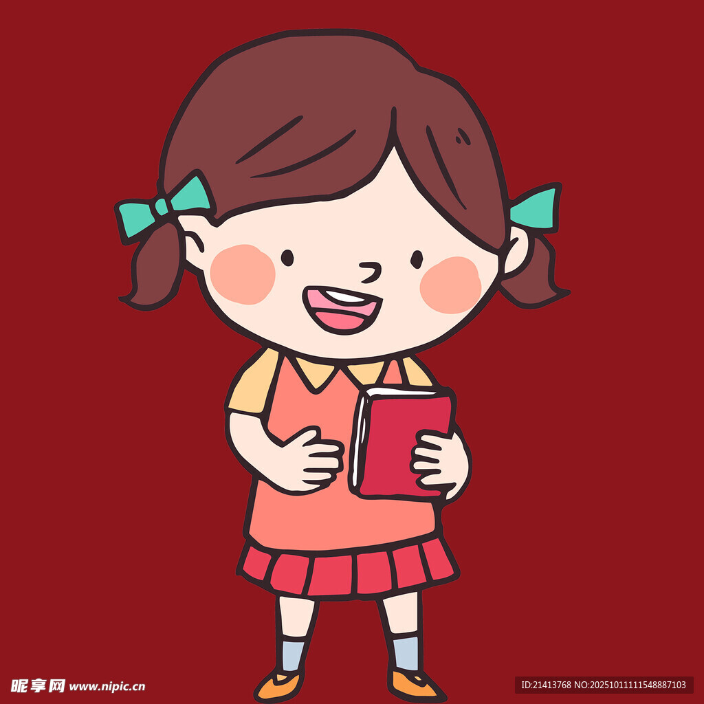 手持红书的可爱小女孩