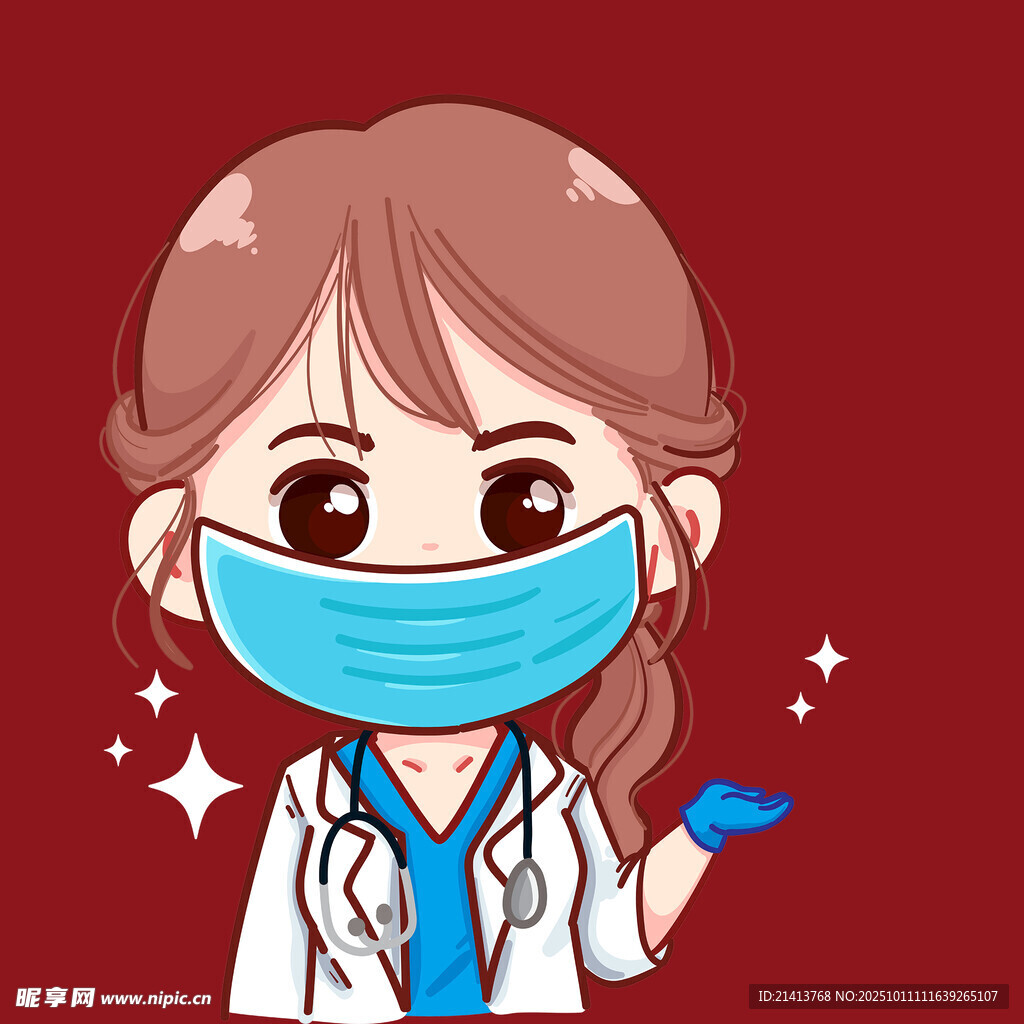 可爱医护女孩展示手势