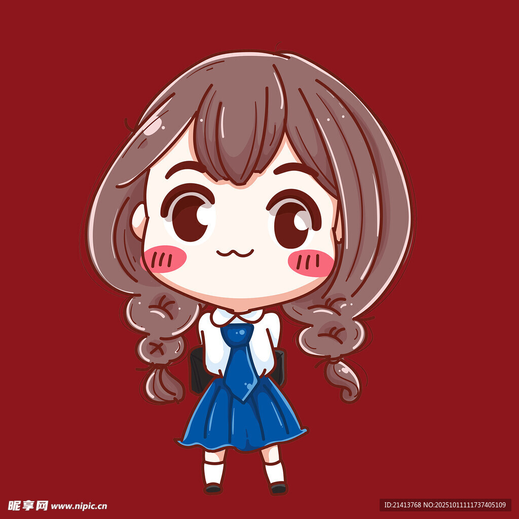 可爱双马尾蓝衣女孩