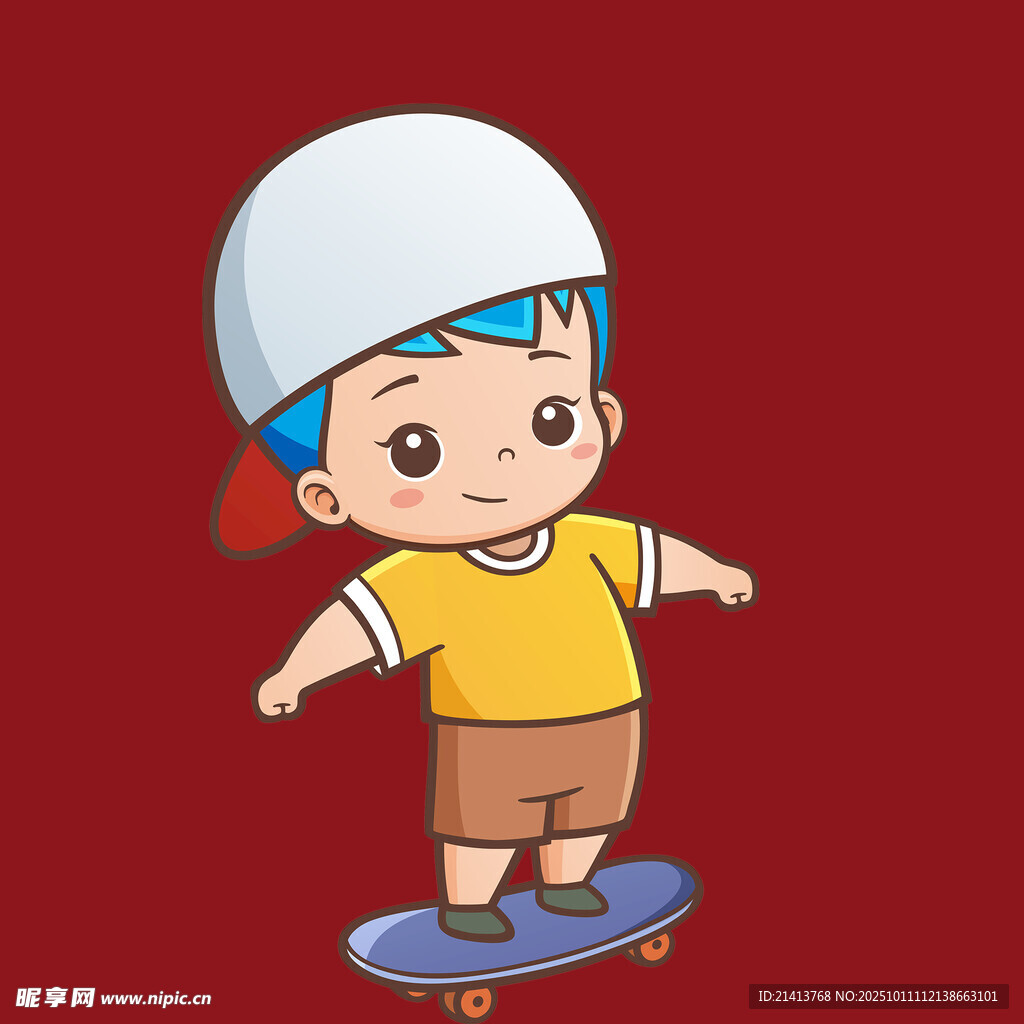 滑板少年欢乐滑行