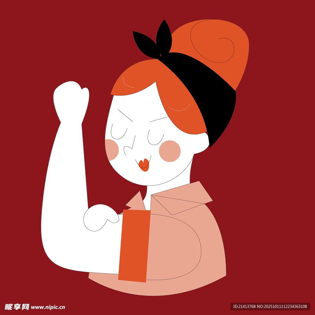 自信女孩秀出强壮手臂