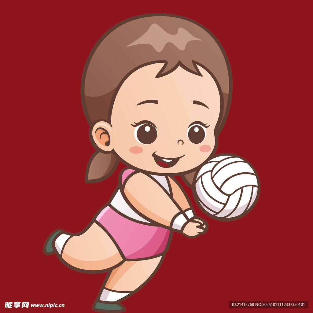 可爱女孩打排球瞬间