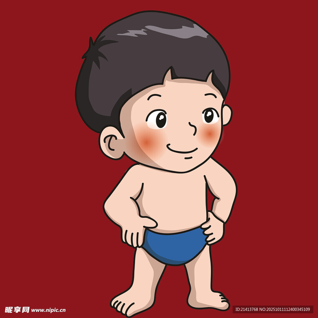 可爱小男孩穿蓝色内裤
