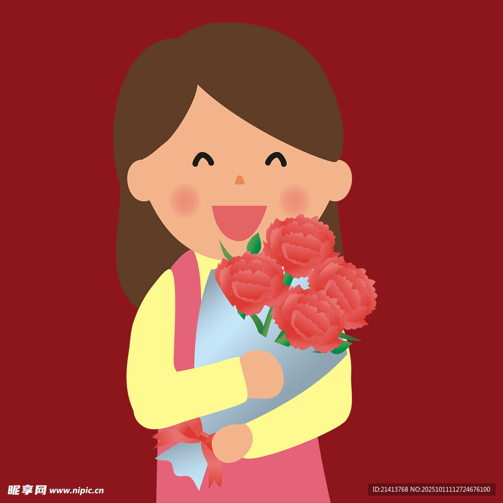 女孩手捧鲜艳红玫瑰