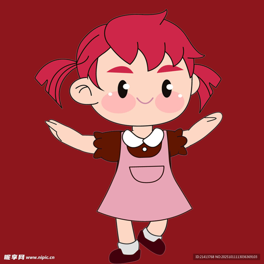 可爱双马尾红衣小女孩