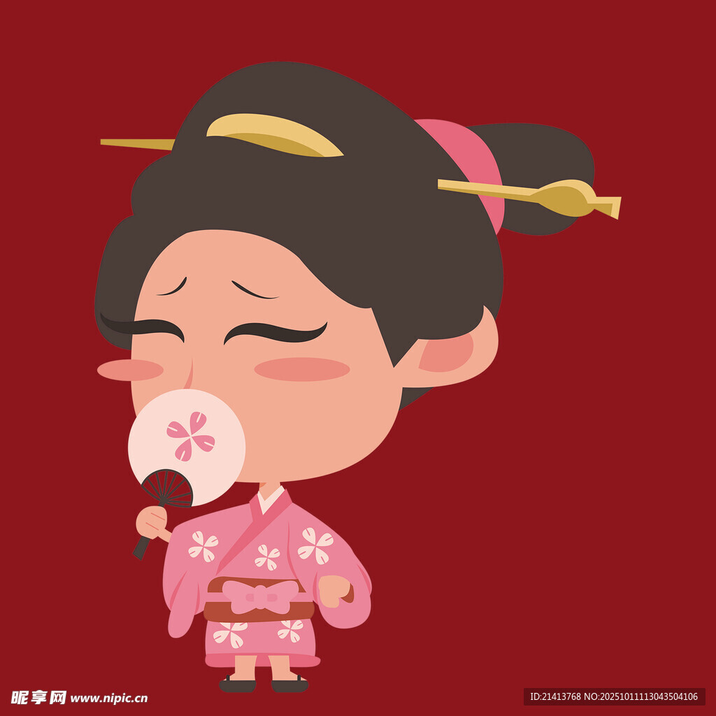 古风萌系汉服少女赏扇