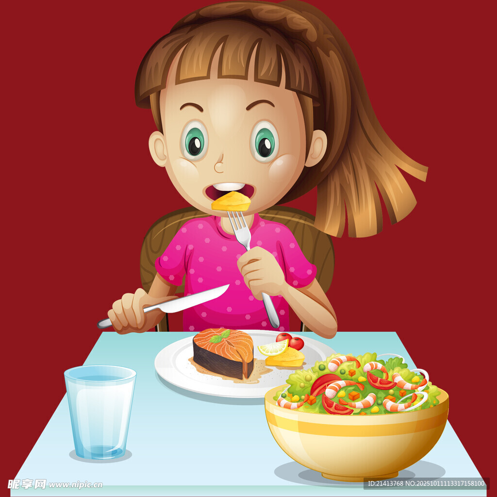 小女孩享用美味餐食