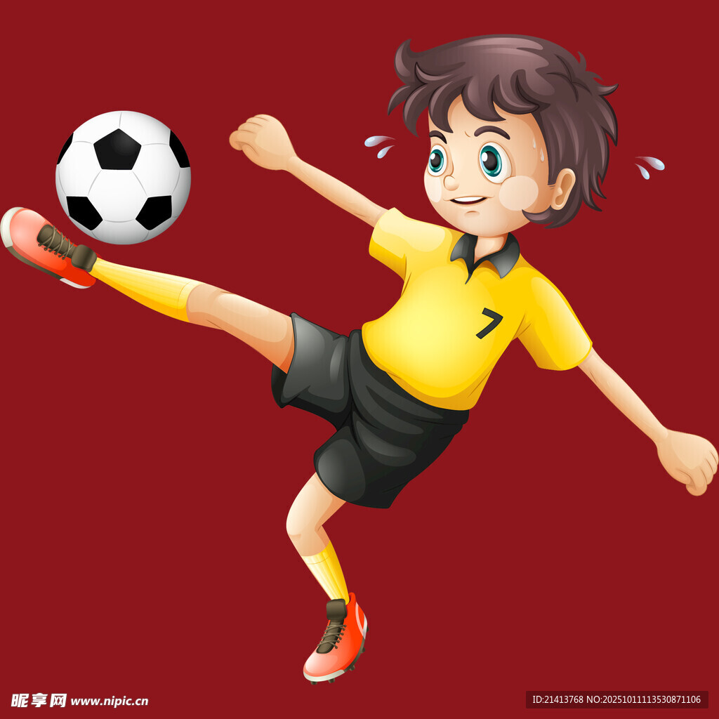男孩踢足球瞬间